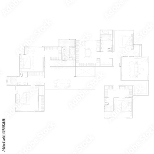 2D Furniture Layout Plan Drawing Vector – Interior Home Floor Arrangement Design