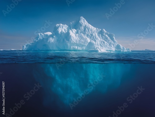 Wallpaper Mural Majestic Iceberg Split View: Above and Below the Arctic Ocean's Surface Depicts the Unseen Beauty Beneath, A Stark Reminder of Climate Change Torontodigital.ca