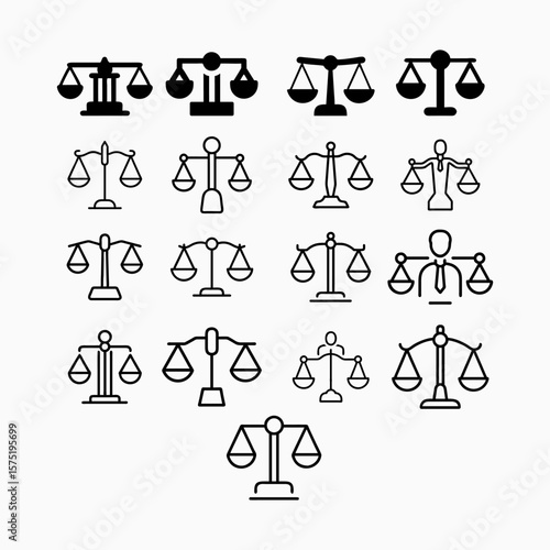 abstract light bold law firm icon set