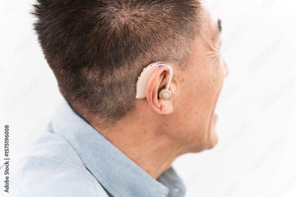 Fototapeta premium 補聴器を付けた熟年男性