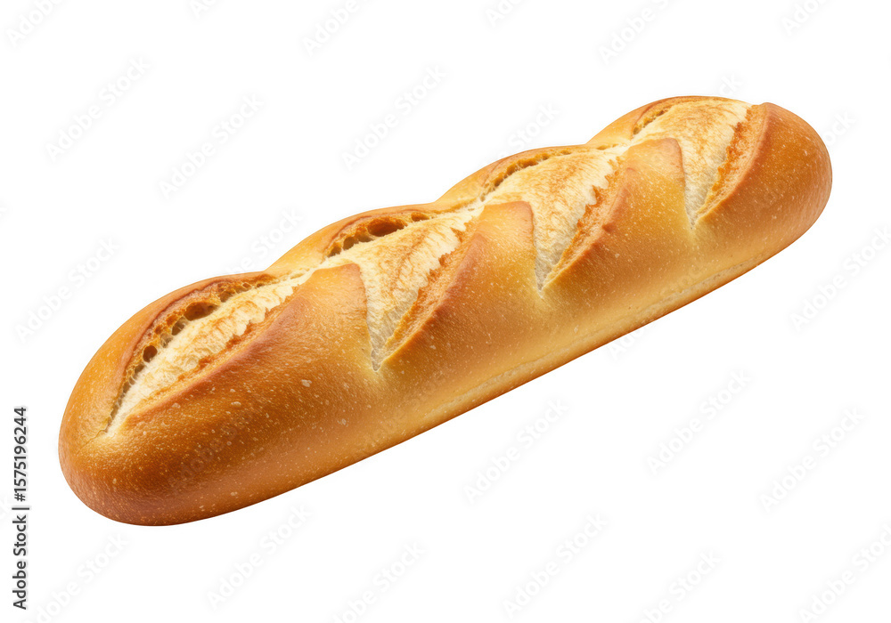 Golden brown french baguette bread loaf isolated on transparent background Golden brown french baguette bread loaf isolated on transparent background