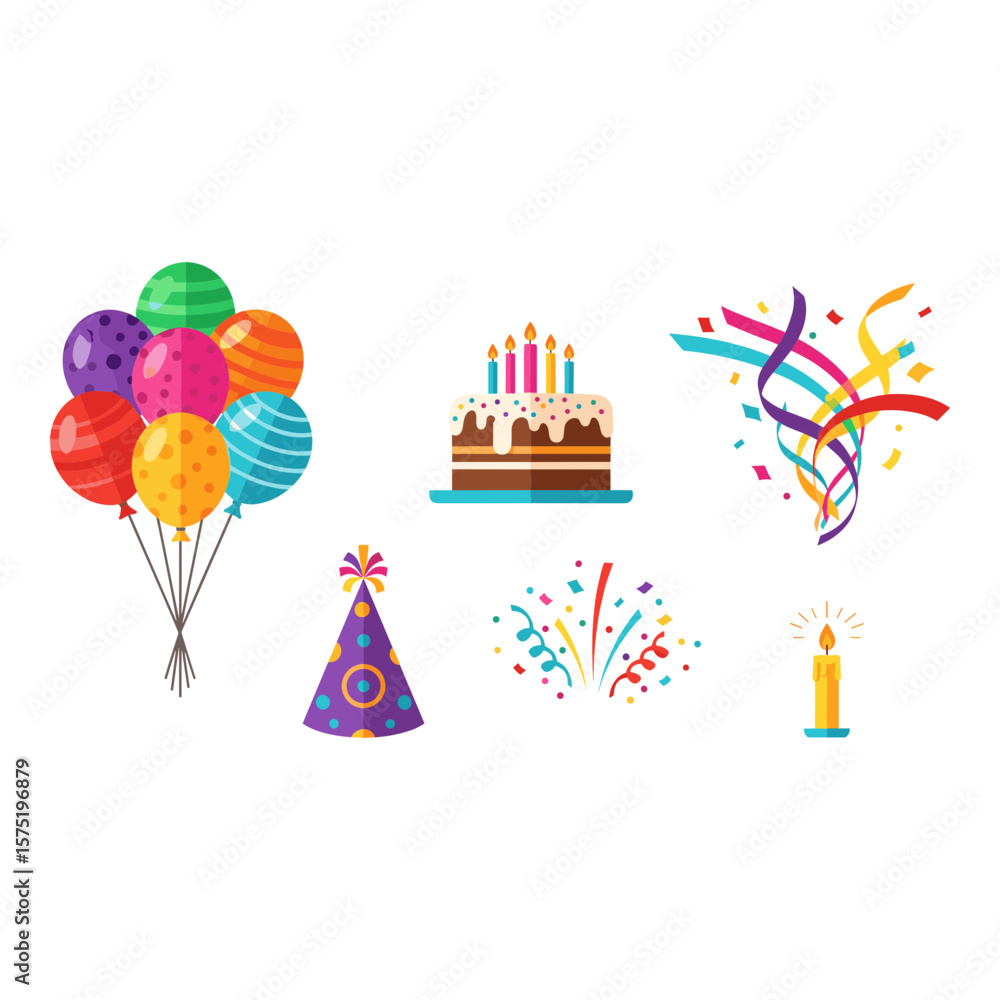Obraz premium Celebration Party Elements Flat Icons Set