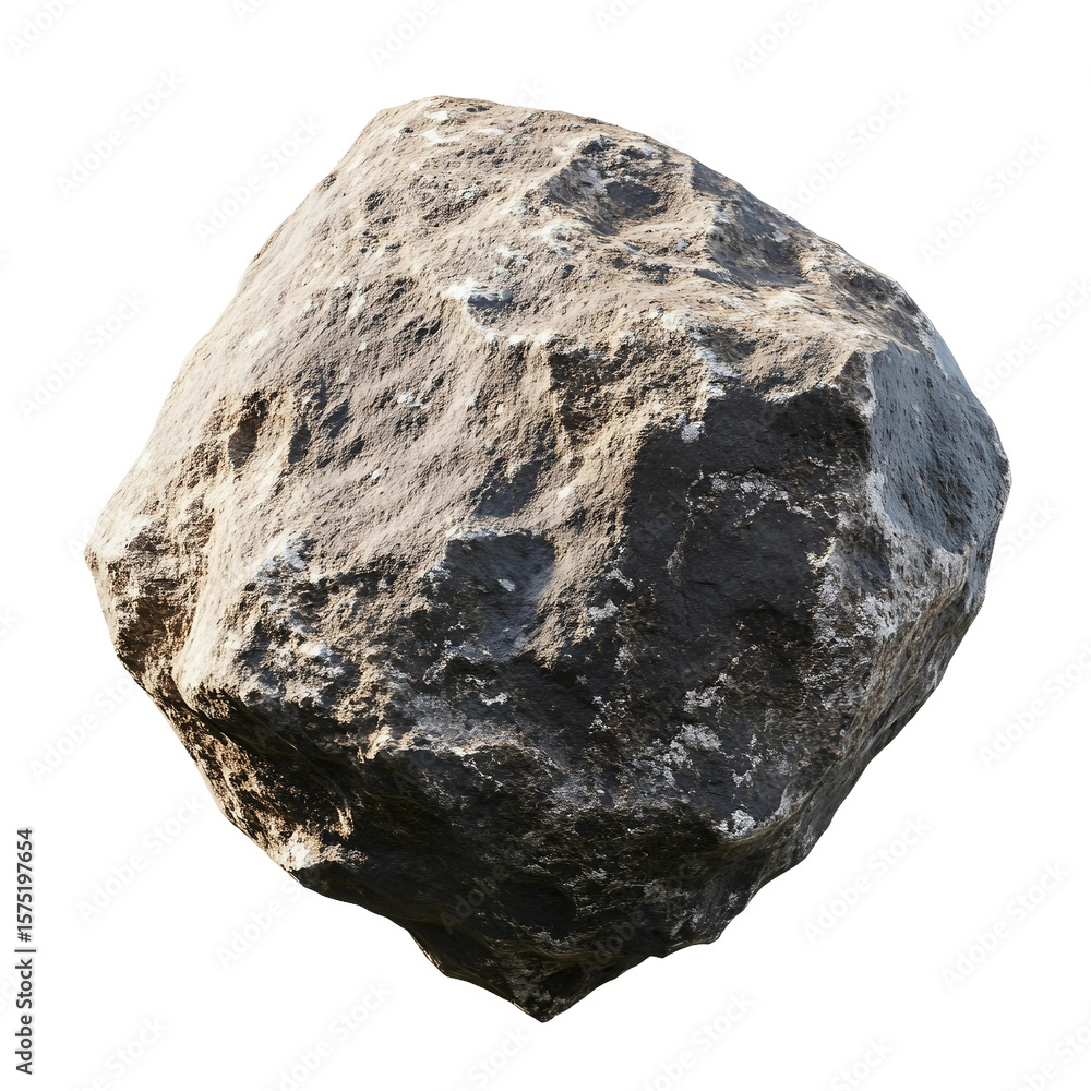 Fototapeta premium High-Resolution PNG of a Realistic Asteroid Isolated on Transparent Background, Ideal for Space-Themed Design, Educational Projects, and Science Presentations
