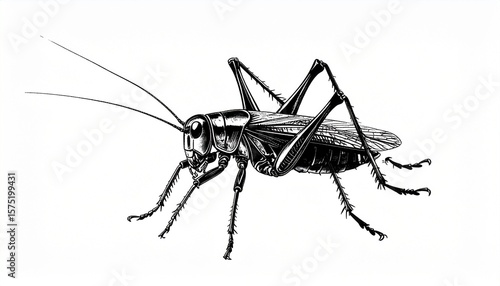 Wallpaper Mural 墨絵風スズムシの白黒イラスト Torontodigital.ca