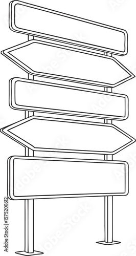 Blank directional road signs on poles signpost traffic