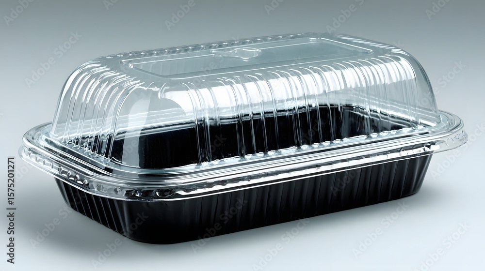 Black and Clear Plastic Food Container with Lid for Takeout or Storage Black and Clear Plastic Food Container with Lid for Takeout or Storage