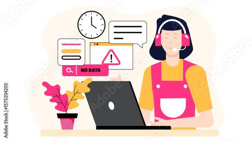 Customer support handling critical system issues flat vector illustration