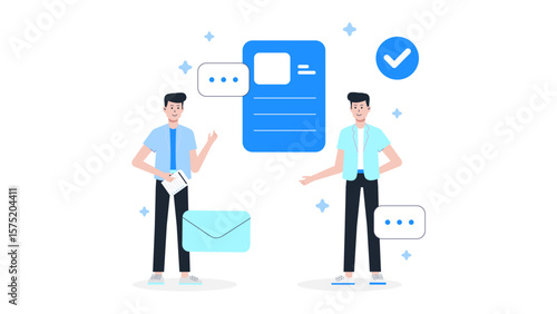 Legal advisor drafting business operating agreements flat vector illustration