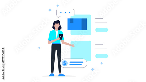 E-commerce seller tracking real-time order updates flat vector illustration
