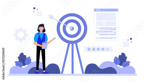 HR Team Aligning Employee Goals and Process Flat Vector Illustration