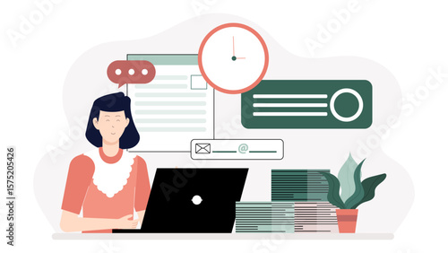 Employees Finalizing Project Plan for Handoff, Flat Vector Illustration