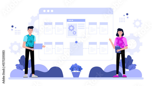 Project Manager Balancing Resources Across Teams Flat Vector Illustration 