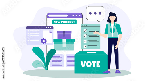 Product Team Prioritizing Backlog with Voting Tool Flat Vector Illustration