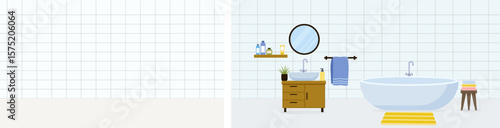 Modern bathroom design featuring a freestanding tub and minimalist decor