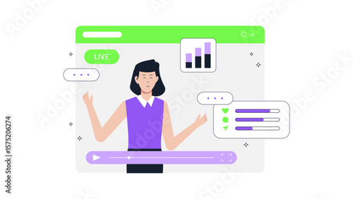 CEO Hosting Live Townhall About Growth Flat Vector Illustration