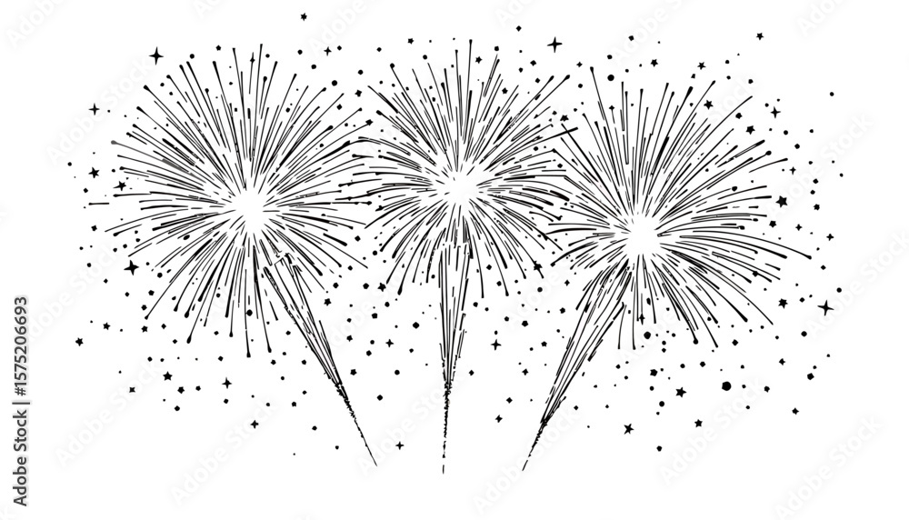 Obraz premium A festive burst of sparkling fireworks illuminates the night sky with a dazzling display of light and celebration, perfect for holiday events.