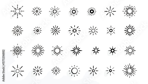 Set of vector fireworks in various styles, perfect for adding a celebratory touch to designs with transparent backgrounds in an easy-to-use PNG format.