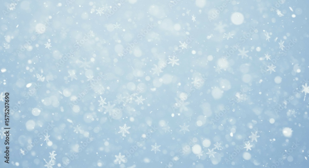 Falling Snowflakes on Light Blue Background Winter Scene Falling Snowflakes on Light Blue Background Winter Scene