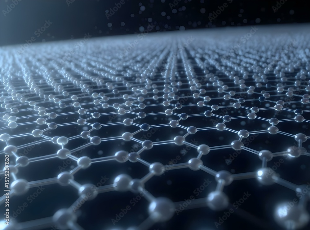 Obraz premium Atomic-level visualization of a graphene sheet being formed
