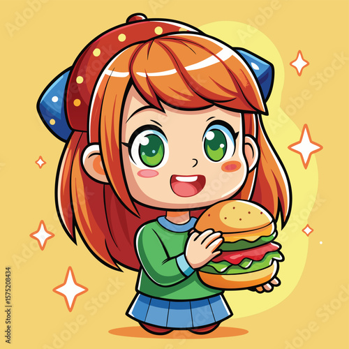 Cute girl holding a delicious burger (1)