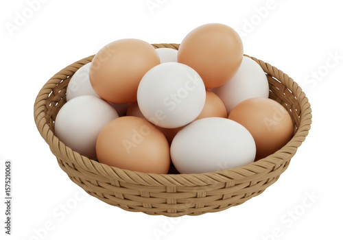 Wallpaper Mural A woven basket filled with brown and white chicken eggs isolated on transparent background Torontodigital.ca
