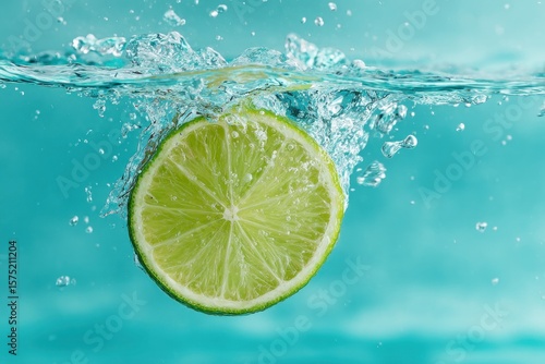 Lime slice splashing into water (1)