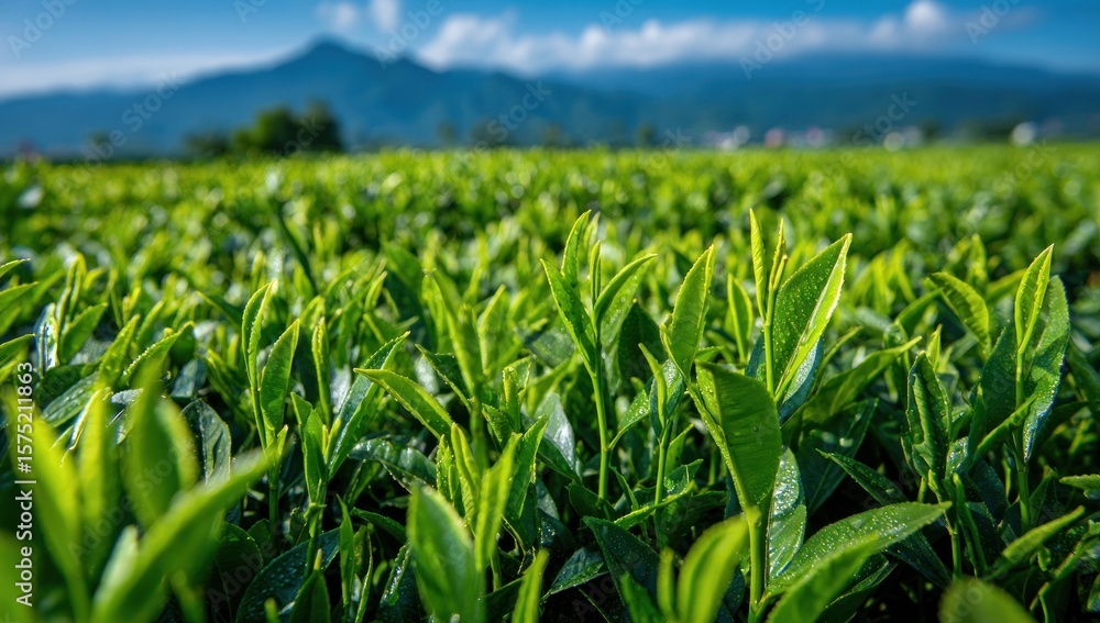 Fototapeta premium Lush green tea leaves (1)