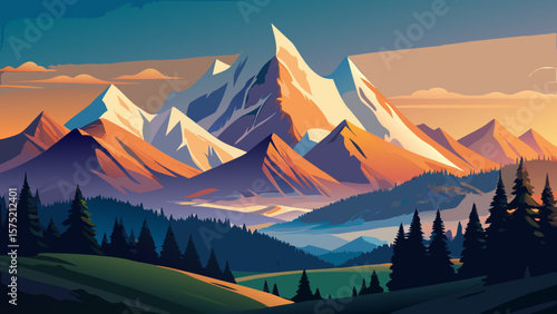 sunset in the mountains