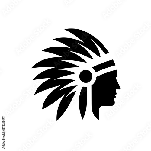 Stylized tribal profile with feathered headwear representing cultural identity and ceremonial tradition