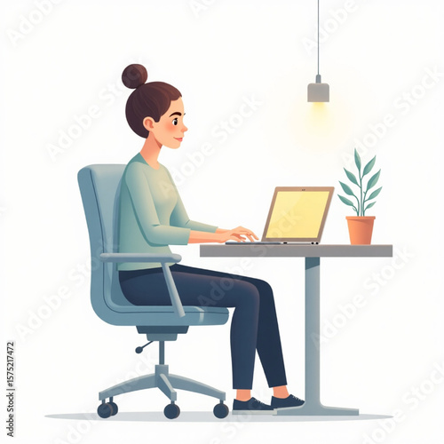 Focused Task: A dedicated individual is fully absorbed in the task at hand, working diligently at a desk illuminated by the glow of a laptop screen.