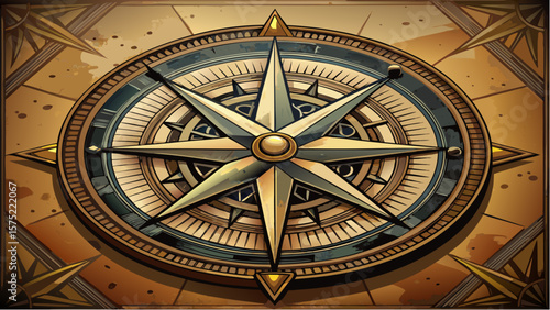 old compass on old wooden background