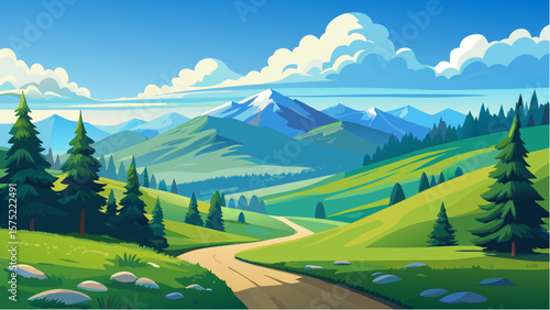 landscape with mountains and blue sky