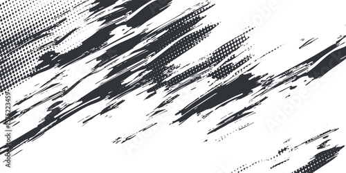 Halftone dots lines vector white color gradient pattern grunge background texture. grunge brush strokes ink paint isolated on white background. modern