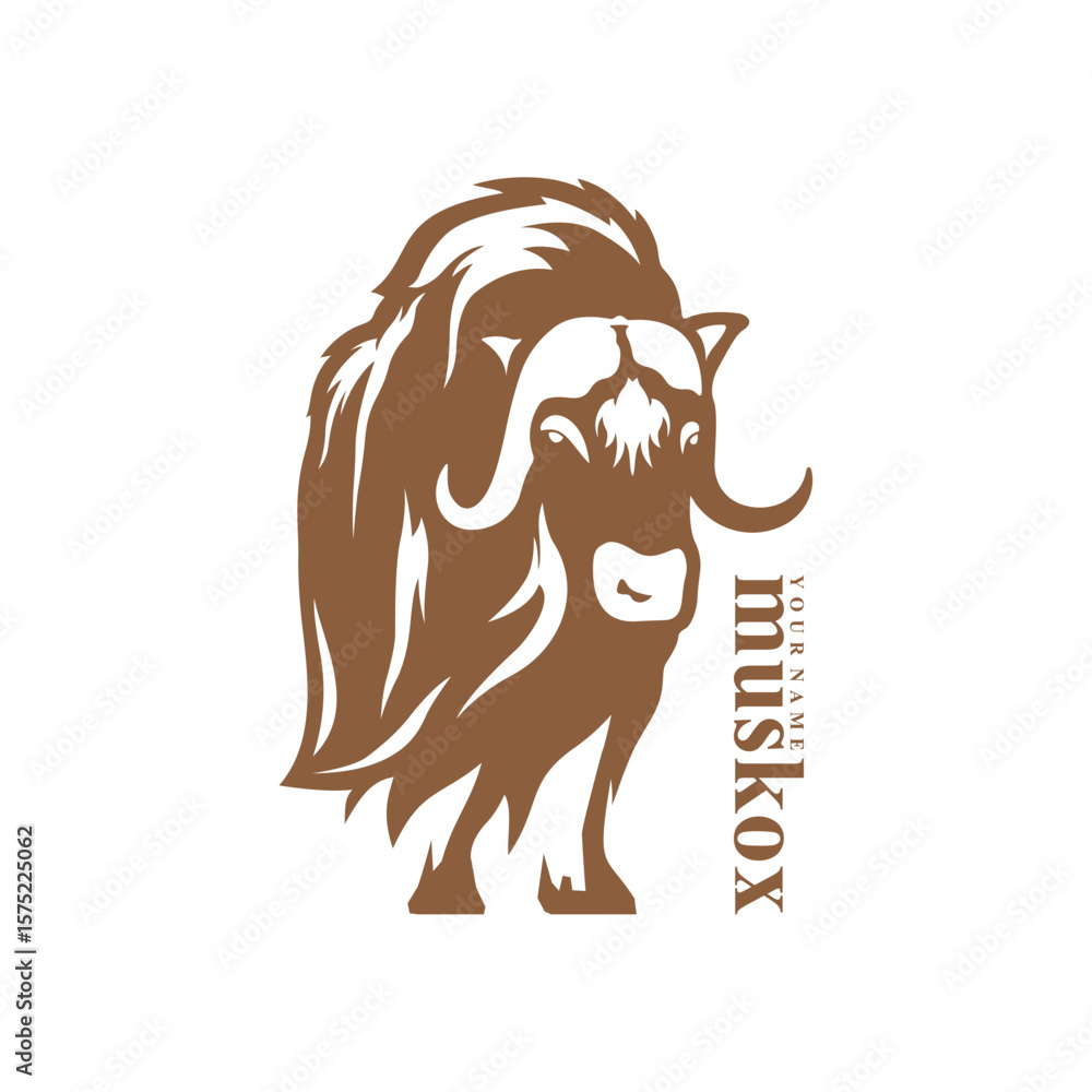 Fototapeta premium Musk Ox logo design vector. Silhouette Musk Ox Template Illustration. Icon Symbol