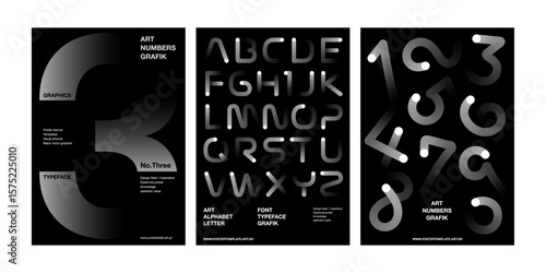 monochrome gradient typography art template featuring alphabet and numbers lettering for graphic posters, modern layouts, and stylish visual concepts black gradient typeface design chic minimal urban