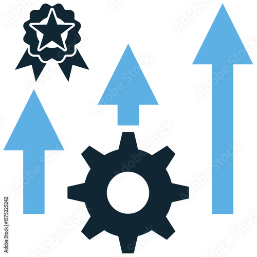 Quality improved icon vector, symbolizing enhancement and positive change. Perfect for illustrating progress, optimization, or better performance in any field.