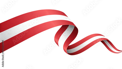 Elegant red and white ribbon flowing in wave motion