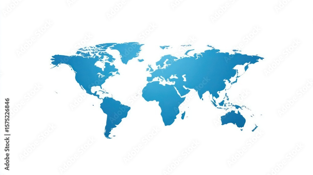 Fototapeta premium Simple world map, gradient blue