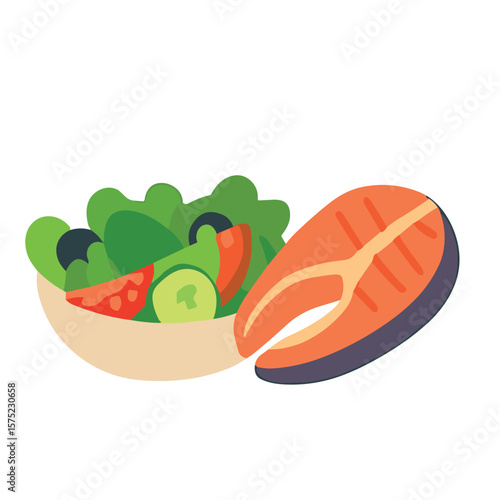 Salad with Salmon vector