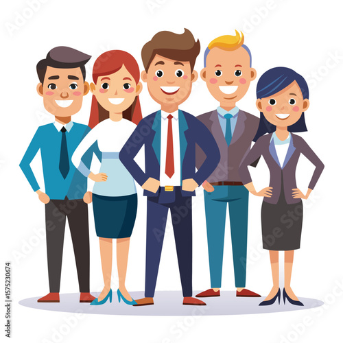 Happy business team standing together