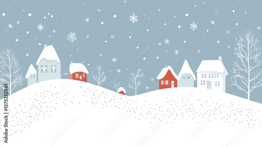 Fototapeta premium Winter village landscape panorama