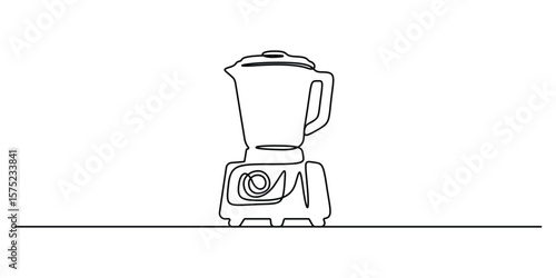 Blender smoothie maker food processor continuous one line drawing, Single line drawing of electric blender home appliance for making fruit juice. Doodle vector illustration