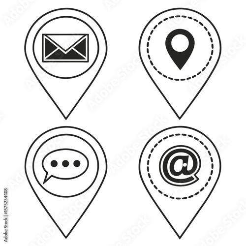 Free Download Map pointer icons collection contact information email location speech - GFXLoad