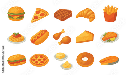 Western food vector set colection