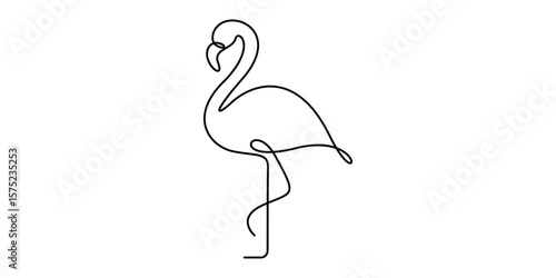 Flamingo vector illustration of continuous one line drawing. Minimalist line art design flamingo bird. Graphic illustration