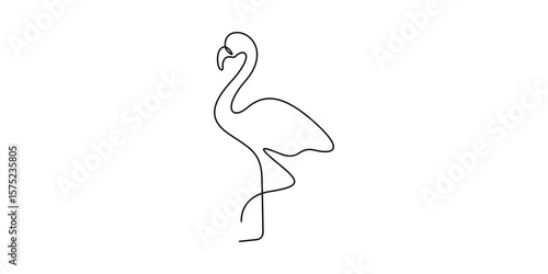 Flamingo vector illustration of continuous one line drawing. Minimalist line art design flamingo bird. Graphic illustration