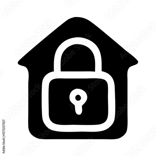 Outline Handdrawn Secure House Lock Protection System Icon Element