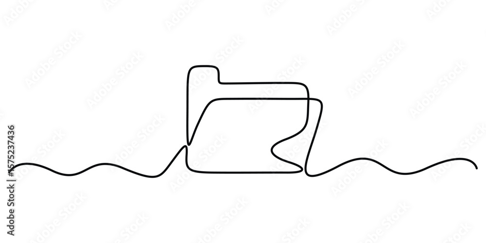 Obraz premium Single line vector drawing of a folder. Outline documents background icon, One line drawing illustration of document. Paperwork, Business concept line art. Doodle vector illustration