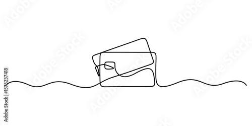 Continuous one line drawing of credit card, Credit card continuous single line drawing style vector illustration