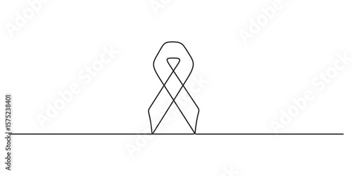 Continuous one line drawing of Awareness ribbon minimal outline vector illustration 